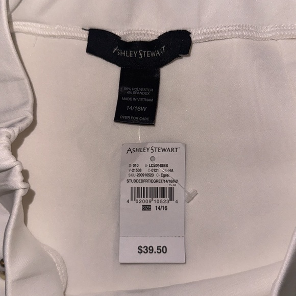 Ashley Stewart white embellished studded skirt elastic waist - Picture 3 of 5